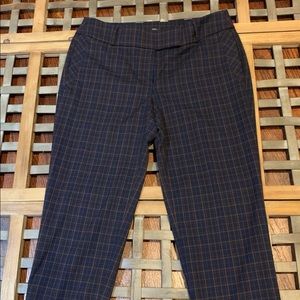 The loft dark blue plaid dress pant size 6
